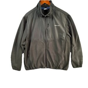 Lands' End Mens 2XL Black Fleece Jacket Full Zip Windbreaker Soft Shell Coat